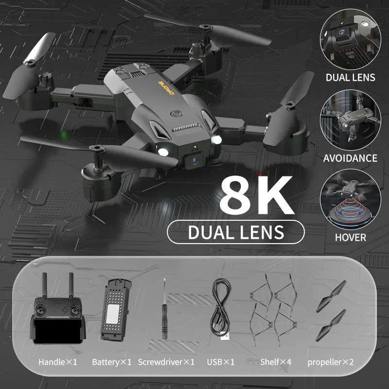 2024 New Q6 5G WIFI 8k Drone HD Dual Camera FPV RC Drone Folding Quadcopter Rc Distance 500M Gift