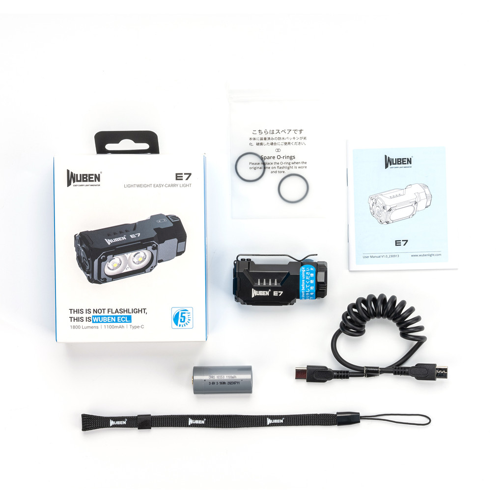 WUBEN E7 1800 Lumen Rechargeable Mini Flashlight 6 Modes EDC Flashlight Torch Typ-C Rechargeable LED