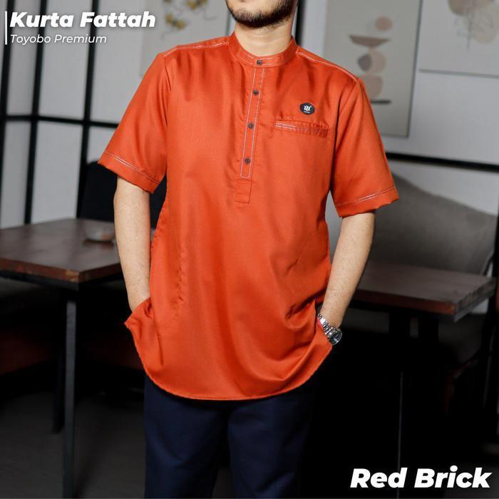 Baju Koko Kurta Kemeja Koko Pria Dewasa Lengan Pendek Fattah By Mosped Original