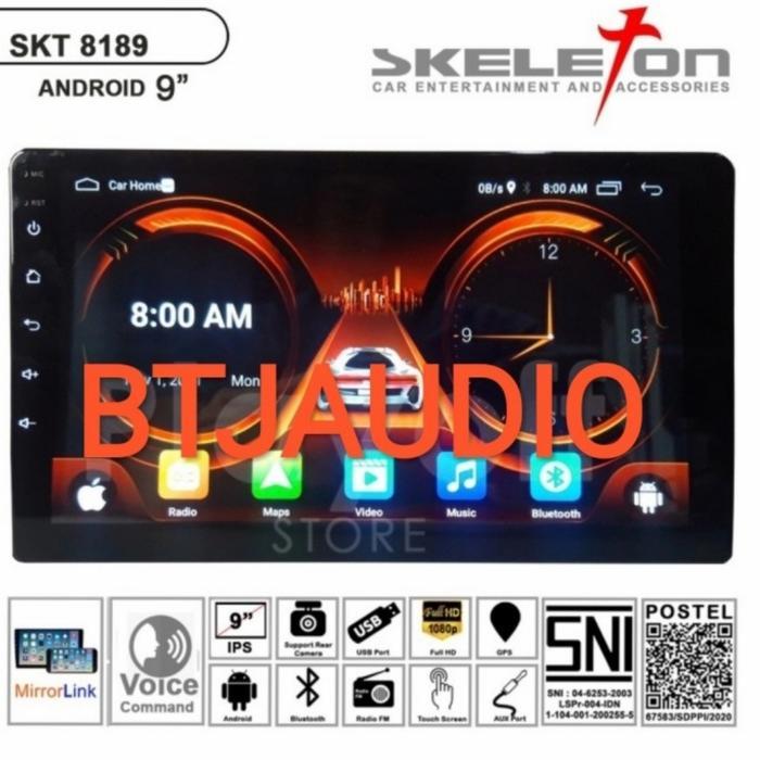 Head Unit Tape Mobil Double Din Android Skeleton Os 9.0 Layar 9 Inch