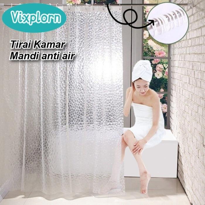 Vixplorn Tirai Kamar Mandi Anti Air Peva/Tirai Shower 180X200Cm/Toilet Pvc Tirai Mandi Kubik