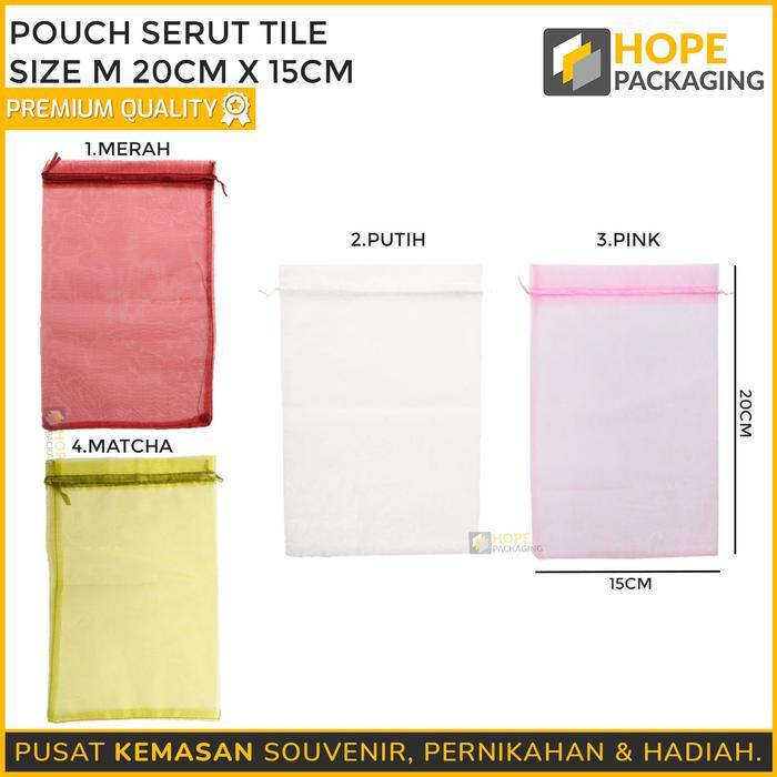 {5 pcs] Kemasan Packing Tile Transparan M 20x15 cm Souvenir Wedding Bahan Kain Tile Serut Cocok
