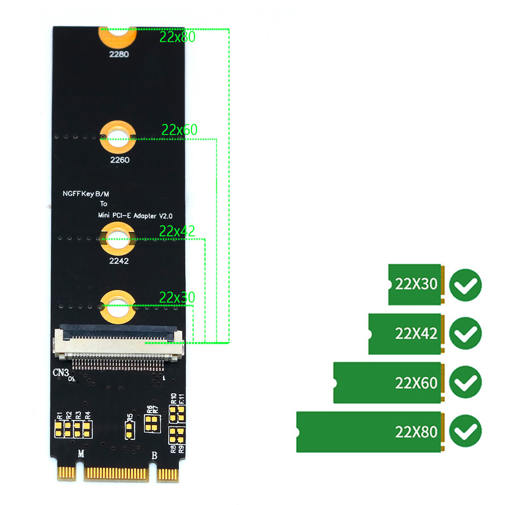 M.2 Wifi Adapter M.2 NGFF Key B+M to Mini PCI-E Wifi Network Card M.2 to Mini PCI Express Wifi