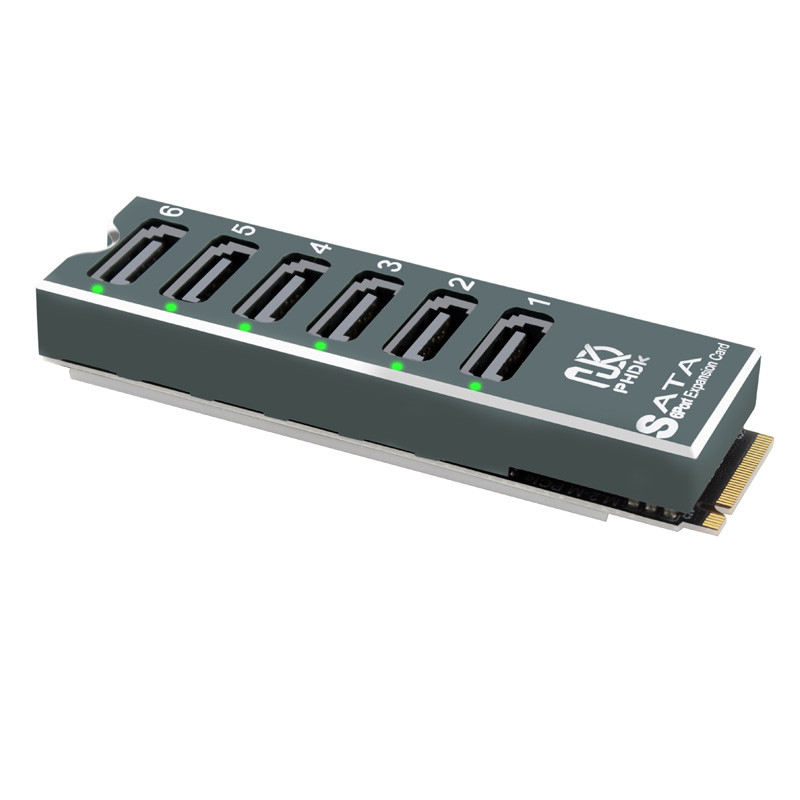 NVME to 6 Port SATA3.0 Expansion Card Riser Converter SSD HDD SATA3 Port Multiplier M.2 M Key to