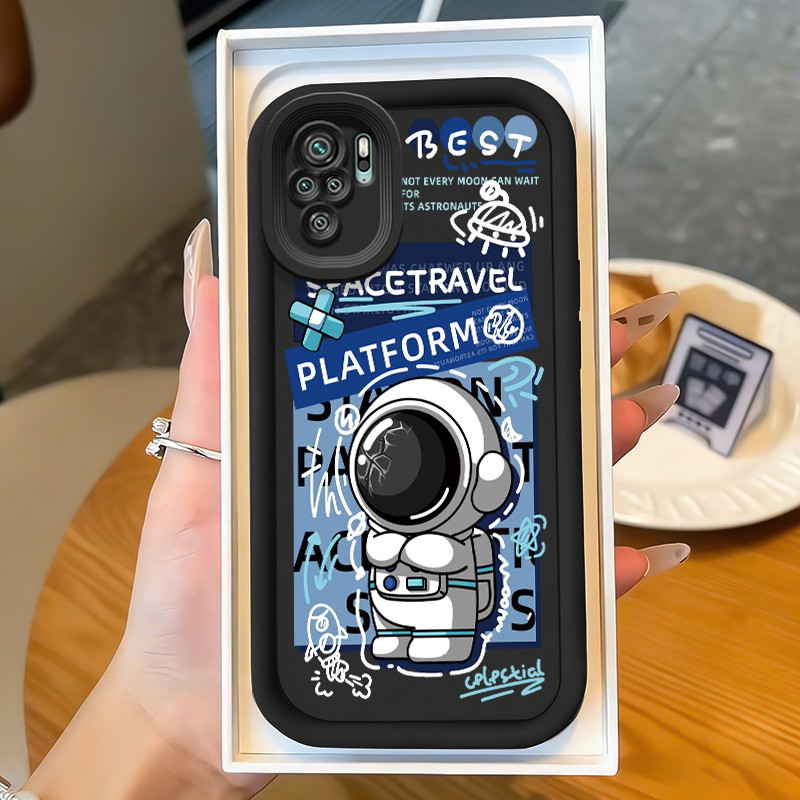 Casing Hp untuk Xiaomi Redmi Note 10 Note 10s Note 10 Pro Max POCO M5s Case Astronot kartun Kasing b