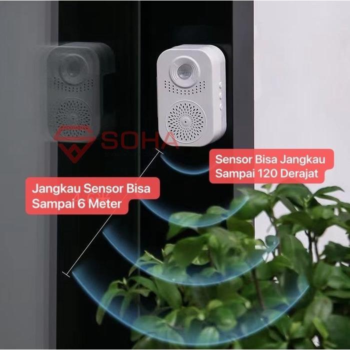 ART-076 Bel Sensor Pintu Otomatis Alarm Bell Rumah Sensor Gerak Inframerah Termasuk Batre Bunyi Bel