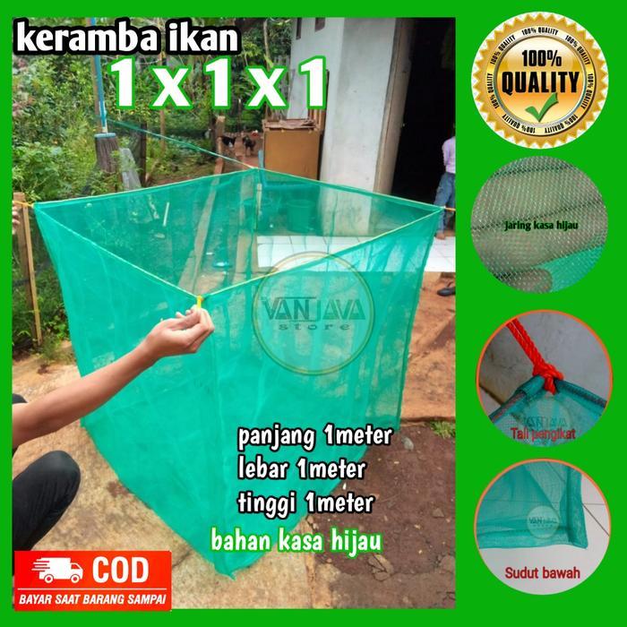 Keramba Ikan Jaring Kotak ikan Kecil 1x1x1 Karamba Ikan Siap Pakai