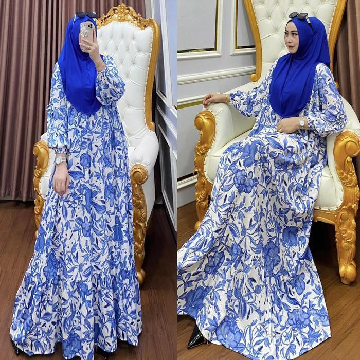Terlaris Pusat Klamby - Lavanya Gamis Set Hijab Bergo Jersey Dres Rayon Motif Terbaru Dres Hijab