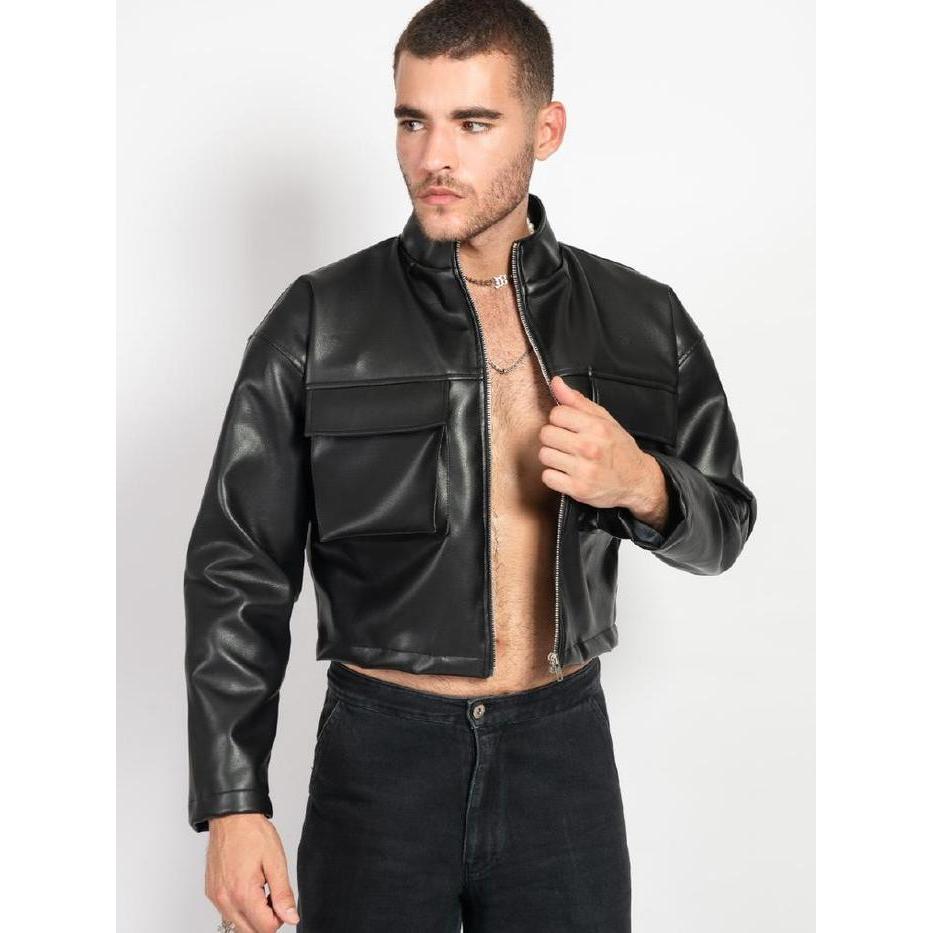 OCWA ZACK BLACK LEATHER CROP JACKET