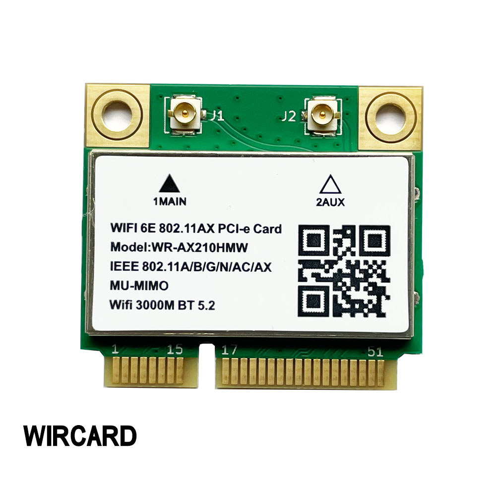 Mini PCI-E WiFi Card AX210 Wlan Network Card For Win10 WIFI6E 5374Mbps AX210HMW PCI-E Bluetooth 5.2