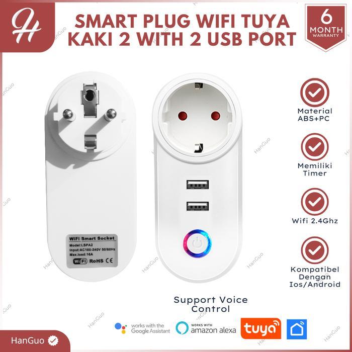 SMART PLUG KAKI 2 WITH USB PORT SMART PLUG TUYA 16A