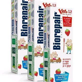 (2 PACK) Biorepair Strawberry Kids Toothpaste Milk Teeth, Enamel Repair