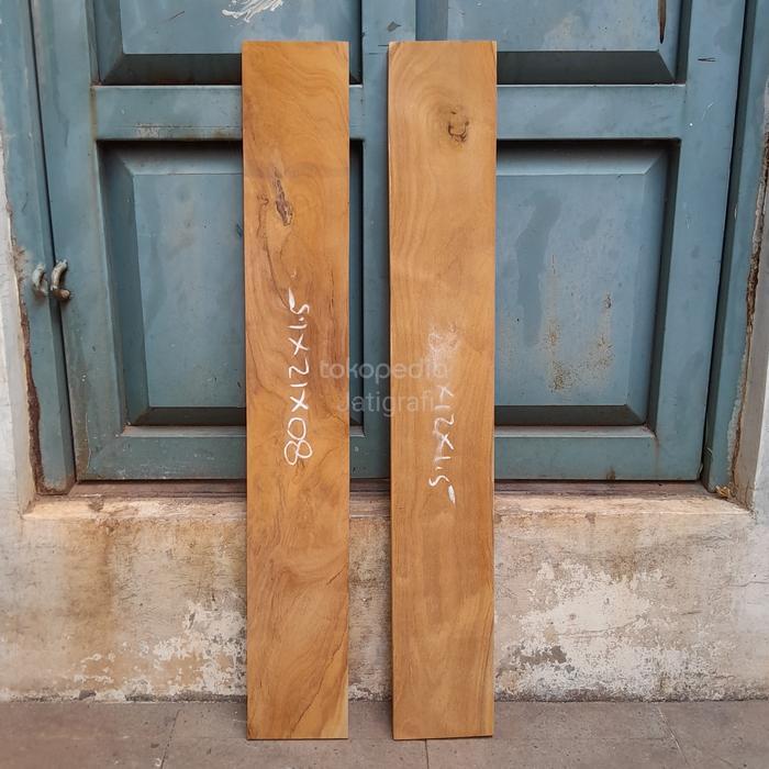 Papan Kayu Jati Perhutani Asli 80X12X1.5CM