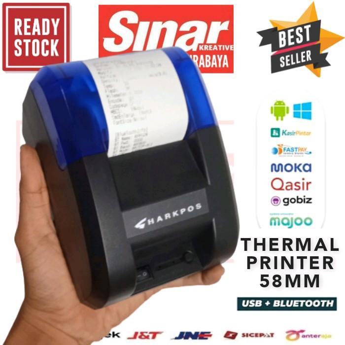 "New" PRINTER BLUETOOTH THERMAL 58mm MESIN KASIR RPP02 - CETAK STRUK dan RESI Label COLOK LISTRIK