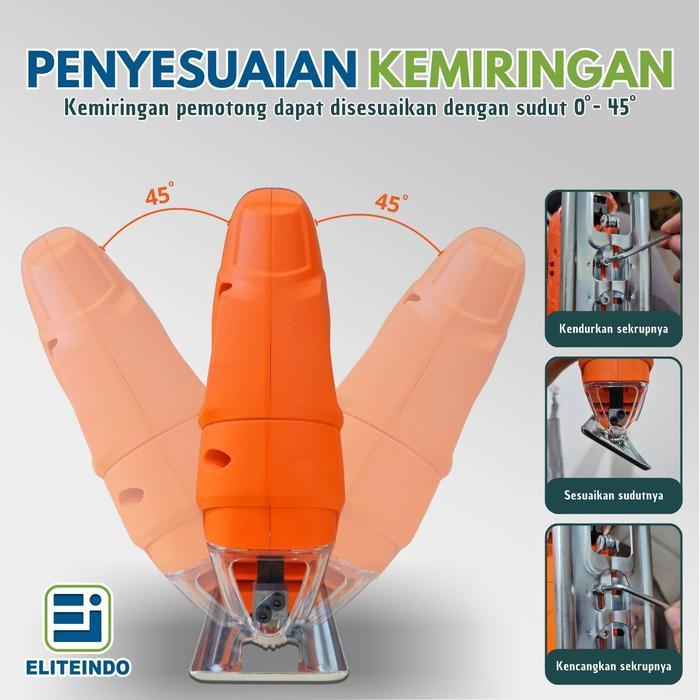 ELITEINDO Mesin Jigsaw Elektrik Mesin Gergaji Potong kayu Papan Triplek Lempengan Besi Multifungsi