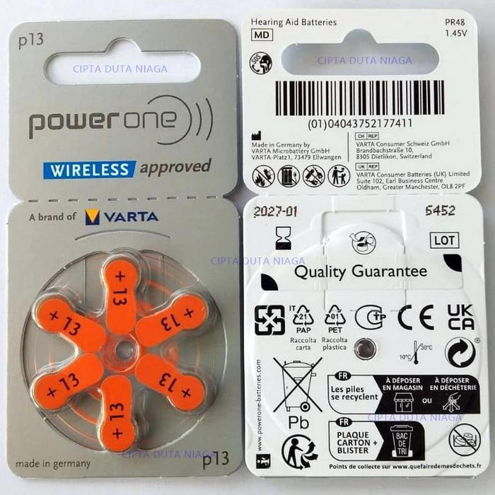 Baterai Alat Bantu Dengar Hearing Battery Power One P13 Batre Alat Bantu Dengar BATERAI ALAT