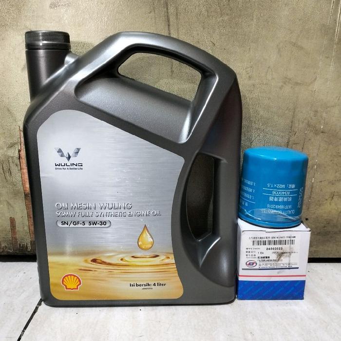 Oli Mesin Mobil Wuling SGMW SAE 5W-30 Original Wuling Kemasan 4 Liter + Filter Oli Wuling Almaz /