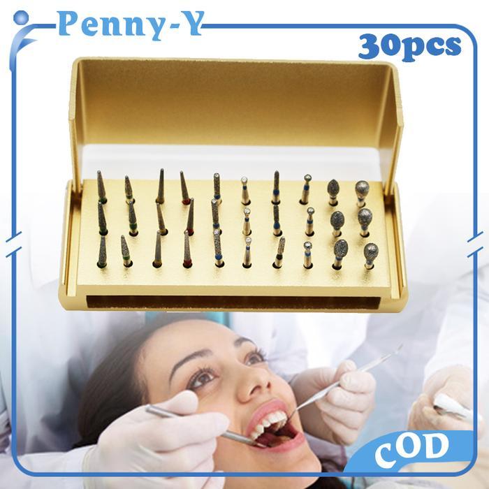 30pcs Dental Diamond Bur Dental Bur Set High Speed Mata Bur Gigi