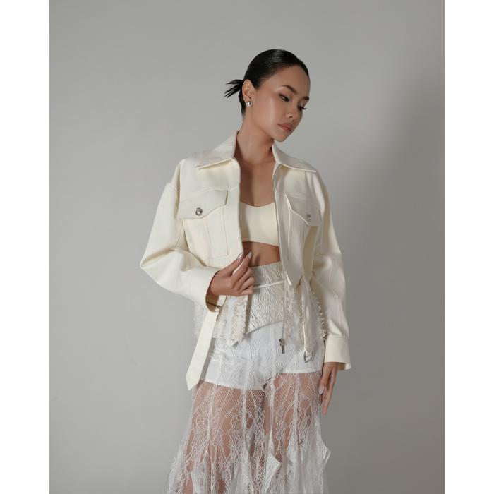 Kylo Denim Jacket in Ivory - NATALIA KIANTORO