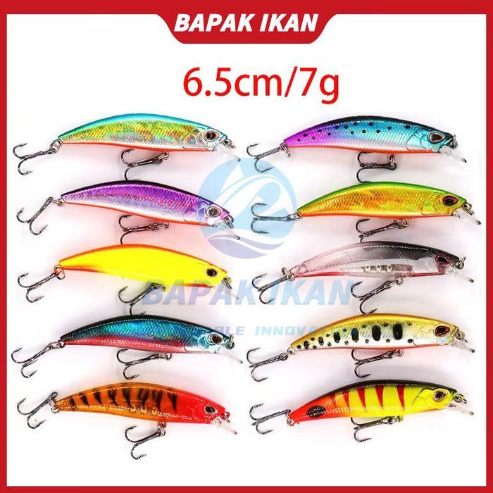 6.5cm/7g Umpan Lure Minnow Slow Sinking Fishing Bait Set Tackle Lure For Fishing Swim Bait Lure Hook