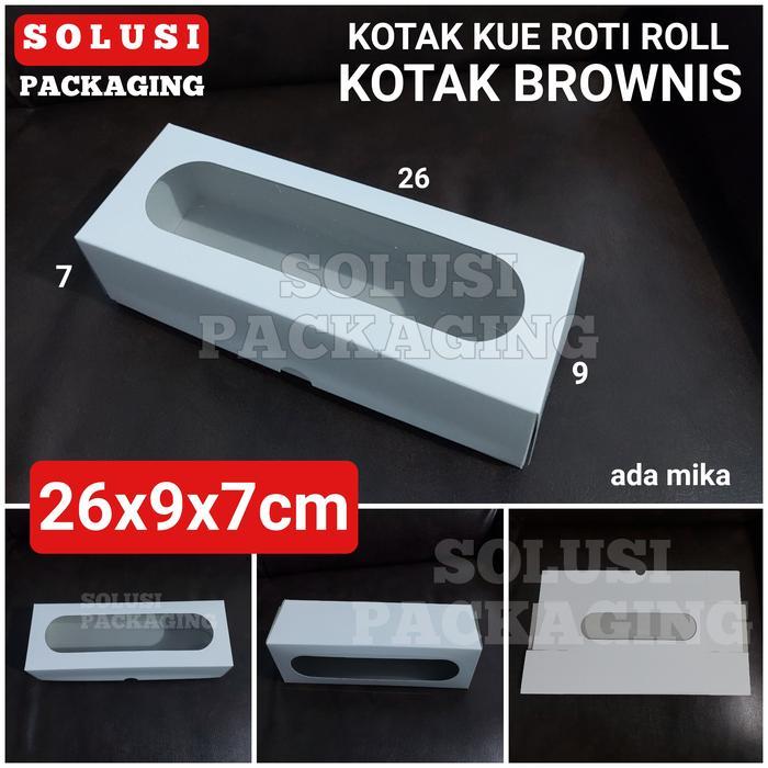 KOTAK BROWNIES ROLL TART 26x9x7cm /KOTAK DUS KUE ROTI/KARDUS DOS BOX