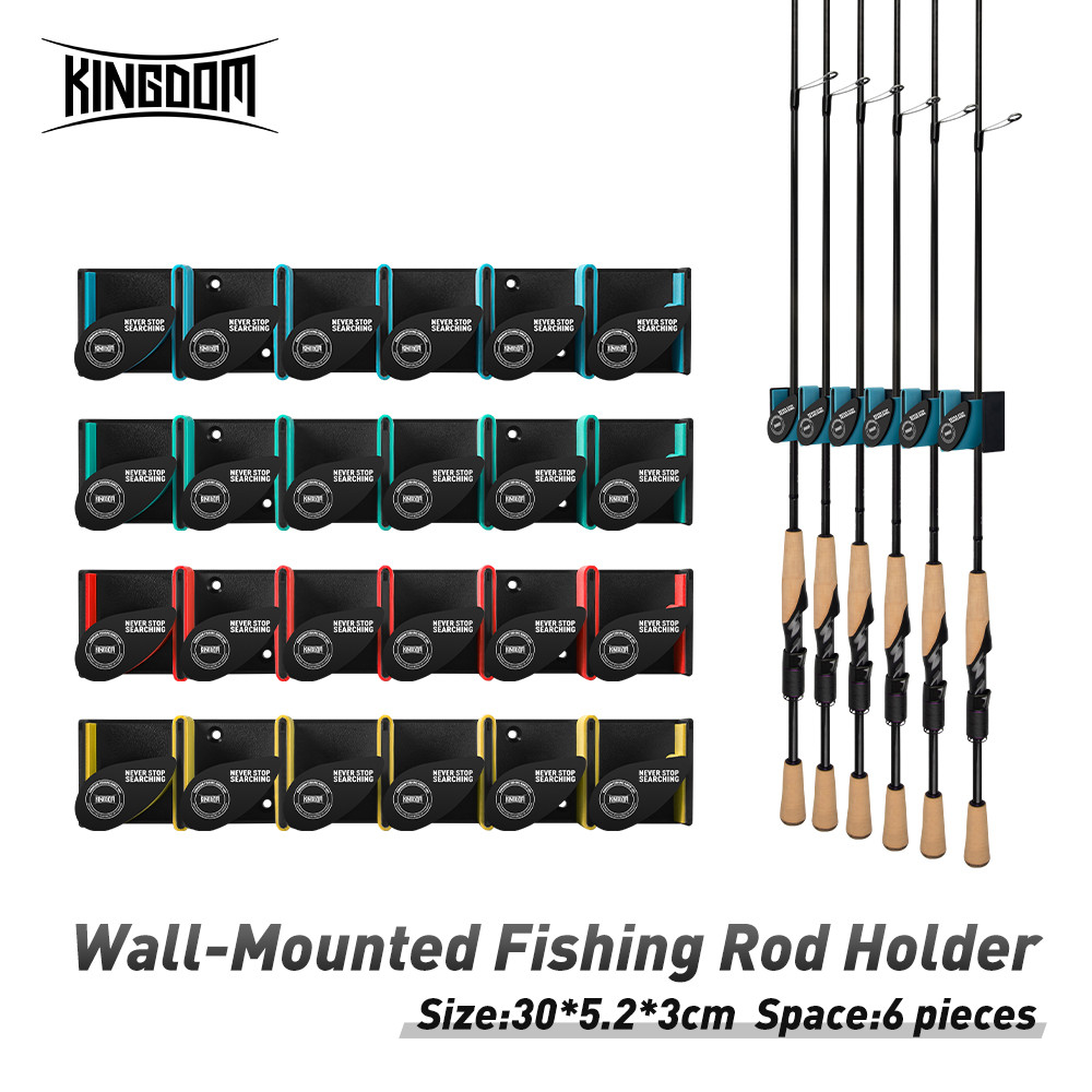 Kingdom Fishing Rods Storage Rack 6 Holes Wall-mounted Fishing Rod Holder Bracket Simple Vertical