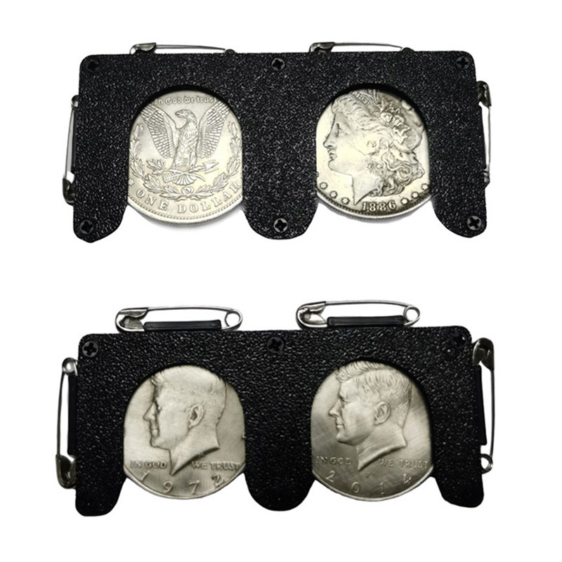 Coin Holder (Morgan/Half Dollar Size,No Coins) Magic Tricks Produce Two Coins Magic Accessories