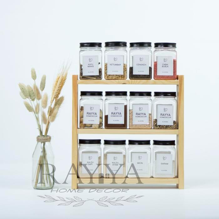 Rak toples / tempat toples bumbu dapur serbaguna/ rak bumbu dapur serbaguna kayu
