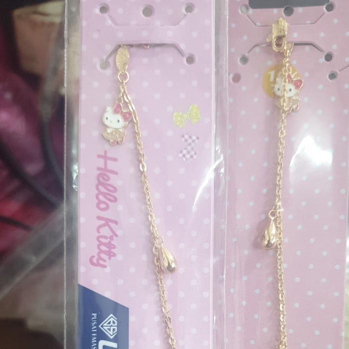 READY gelang anak hello kitty merah boneka emas asli 700 70% 16k ubs 14 cm