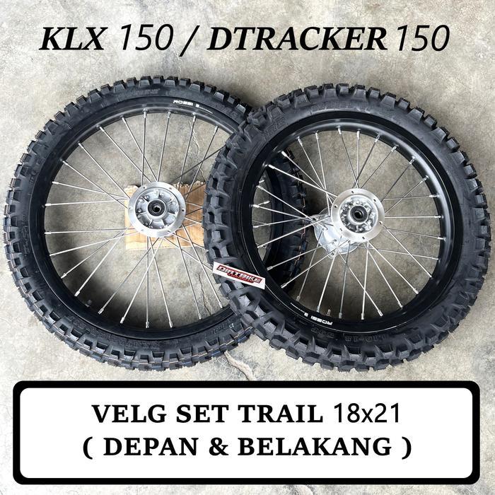Velg Set Klx Dtracker 150 18 21 Depan Belakang Lingkar Set + Ban Trail 36H 28H