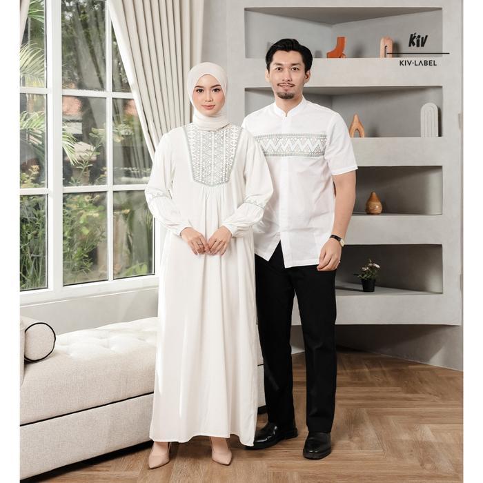 Kiv Sarimbit White Teduh Series Family Set Baju Lebaran Ramadhan Couple Raya Series Muslim Fashion