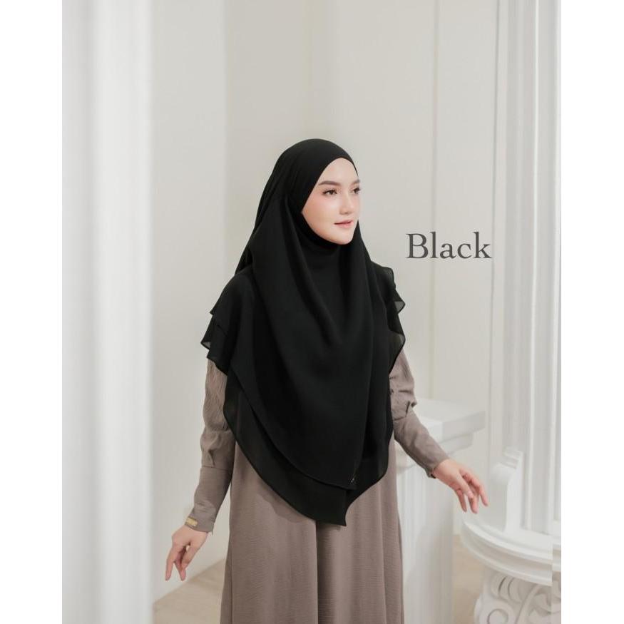 Thebest- Jilbab Instan Syari Hijab Kerudung Khimar Non Pet Ceruti Polos 2Layer
