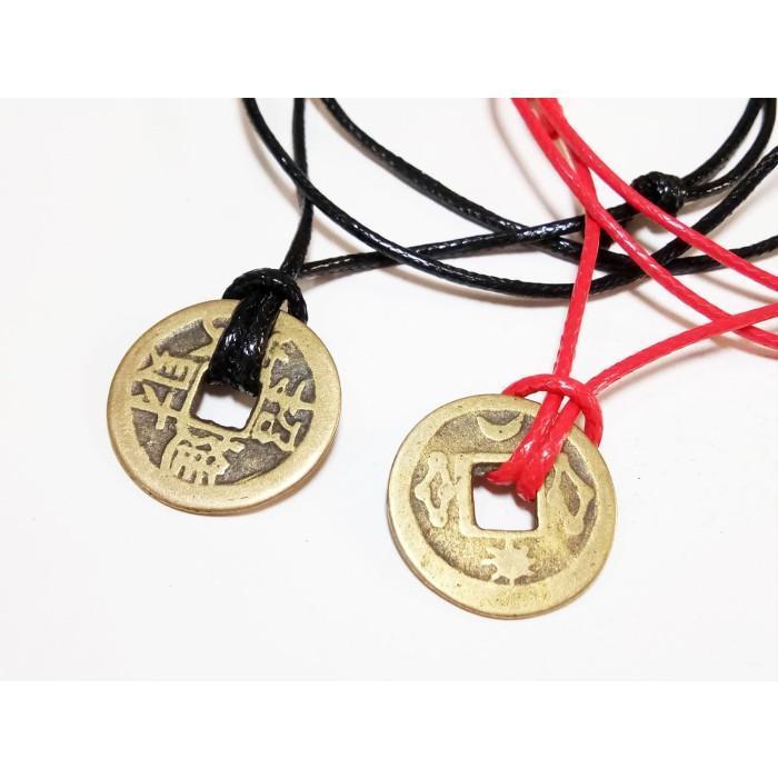 VeE Kalung Liontin Koin Cina Kuno Asli