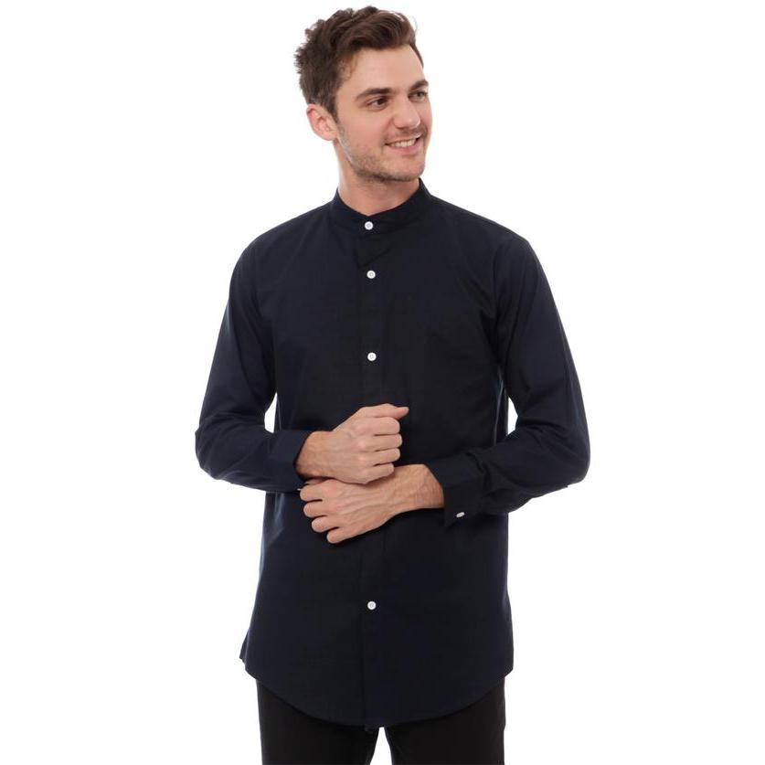 Baju Koko Atasan Pria Hamzah Hitam Polos Lengan Pendek Bahan Cotton