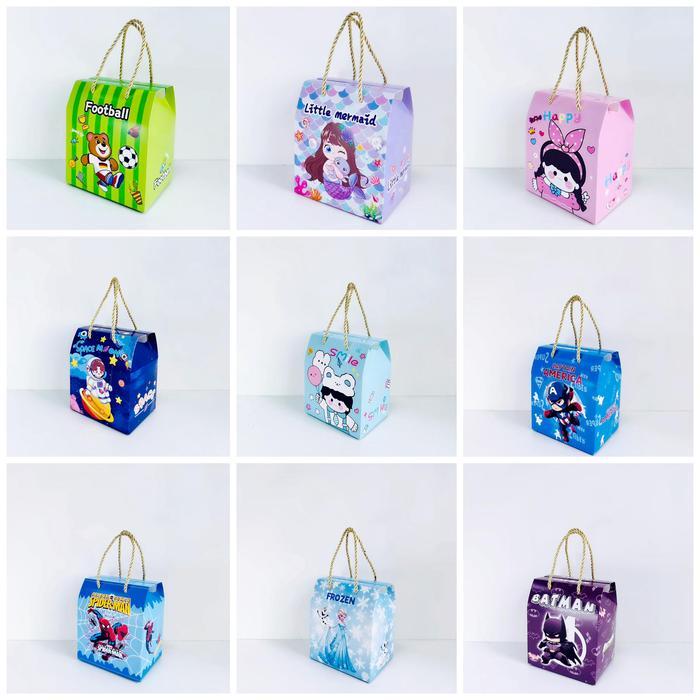 Goodie Bag Ulang Tahun Anak Tas Ulang Tahun Super Hero Mermaid Anak Cowok Cewek Tas Bingkisan Ulang