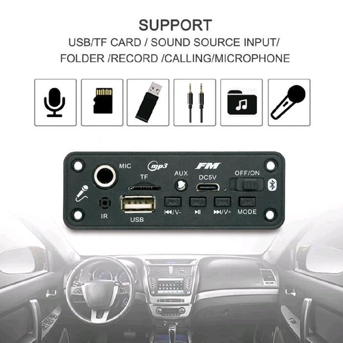 2X5W Modul Mp3 Player Stereo Amplifier Dc 3.7V - 5V Bluetooth Mic Karaoke Redy Stok
