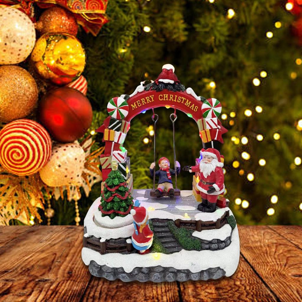 Christmas Music Box USB Recharged Christmas Snow Globe musical Box Tabletop Ornament for Home Living