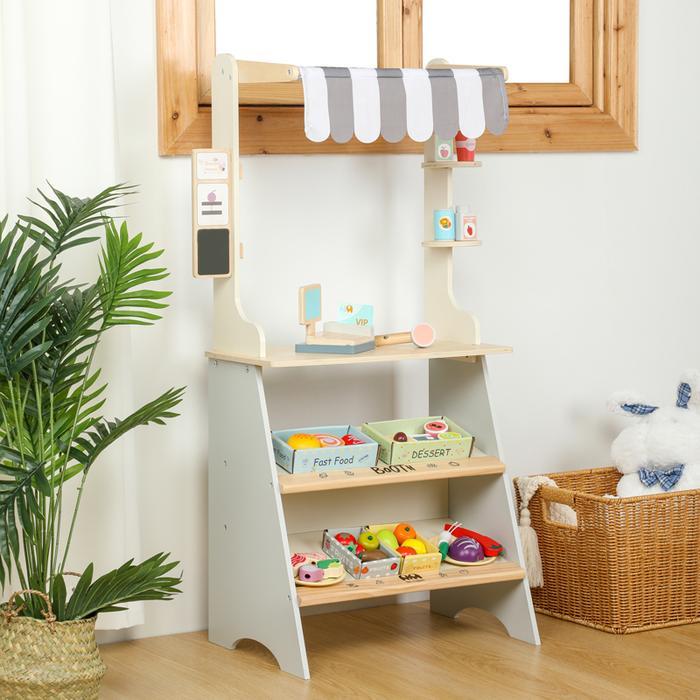 Convenience Store Wooden Toy mainan edukasi kayu play pretend toko buah sayur kasir anak