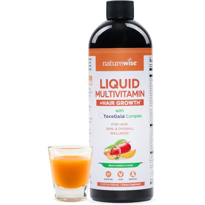 NatureWise Liquid Multivitamin Hair Growth for Women & Men + Clinically Proven Tocogaia Biotin,