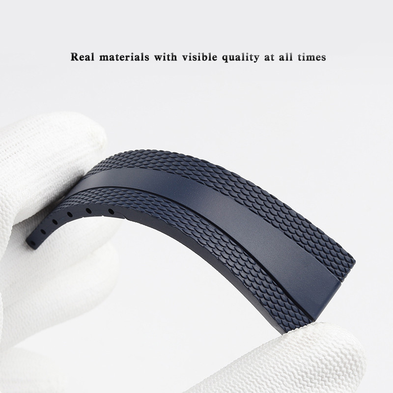 22mm Men's Rubber Watch Strap For Breitling Superocean Avenger Series Watchband Folding Buckle Style