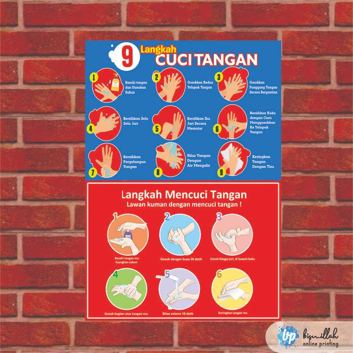Stiker langkah cuci tangan
