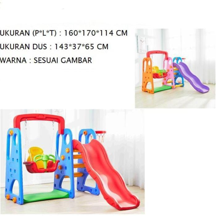 Paket Perosotan Dan Ayunan Anak Set Murah Mainan Anak Indoor Outdoor Kokoh Bahan Bagus Ada Ring Bask