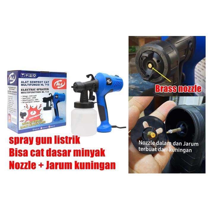 Spray Gun Listrik H&L Hl719 Nozzle Jarum Kuningan Sprayer Cat Elektrik