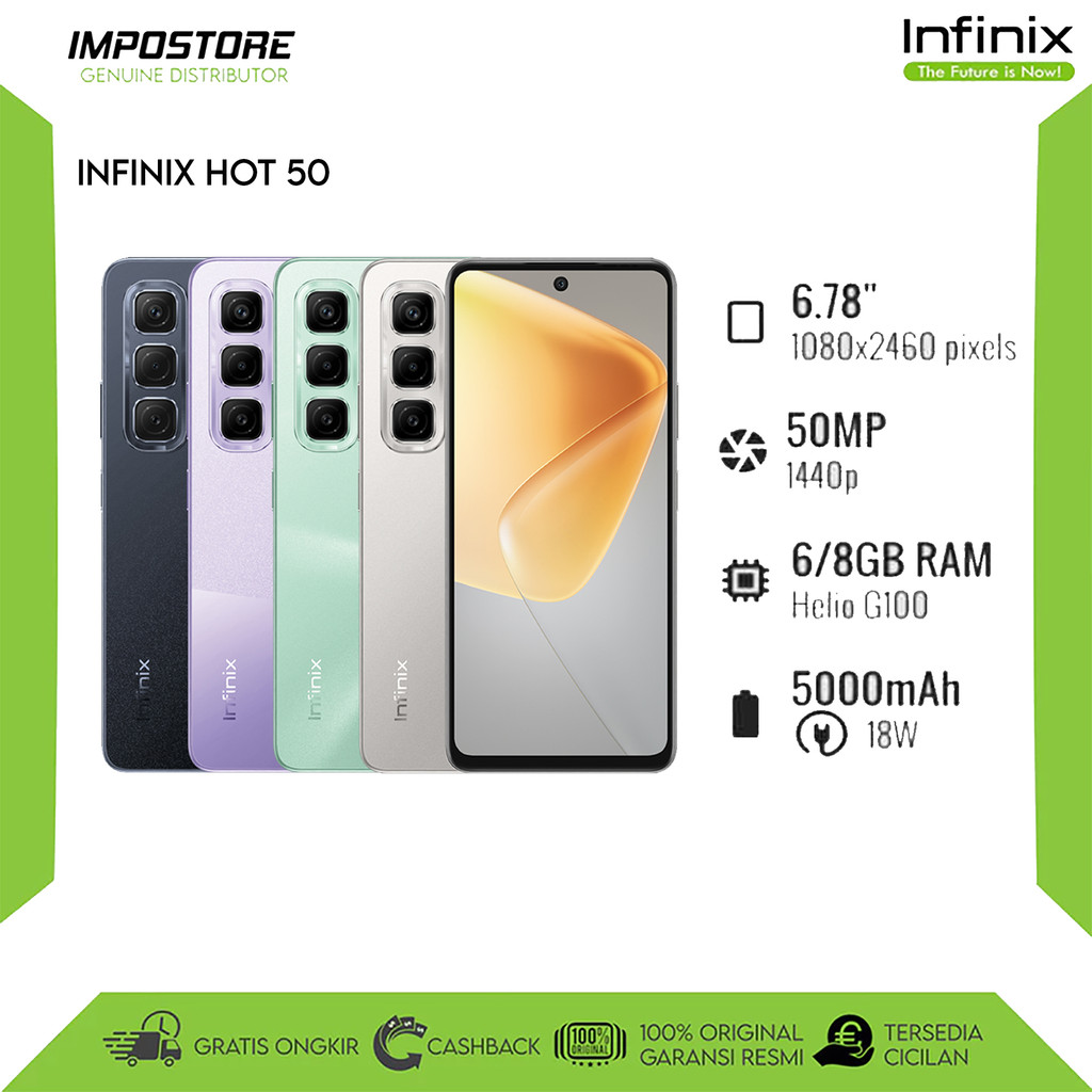INFINIX HOT 50 - 6/256GB RAM - HELIO G100 - REPACK