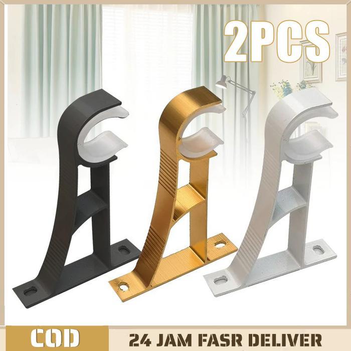 2pcs Bracket Gorden Tebal Bracket Tiang Gorden Curtain Pole Breket Dudukan Satu Pasang Gorden