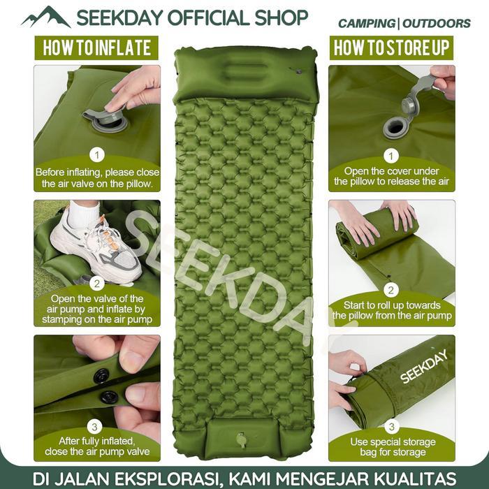 Seekady Kasur Angin Portable Kasur Tiup Camping Kasur Tidur Angin Sleeping Pad Pemasangan Tiup