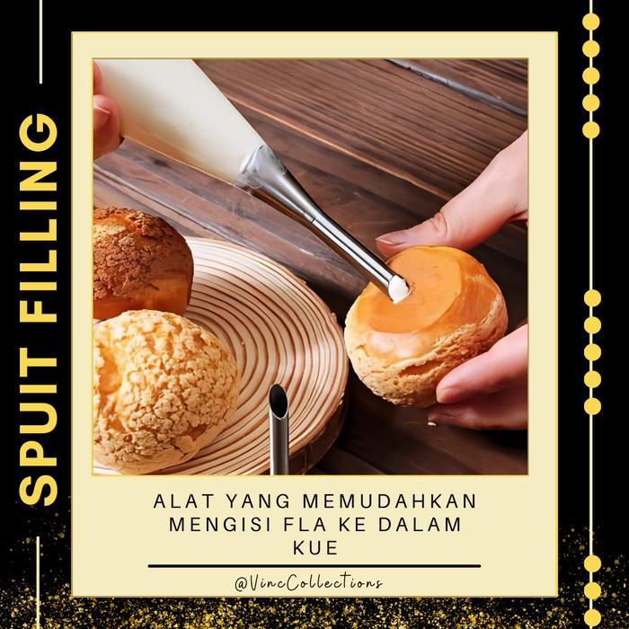 Spuit Isian Vla Soes Donat Filling Cream / Alat Bantu Pipa Noozle Puff Selai Coklat Kue Sus