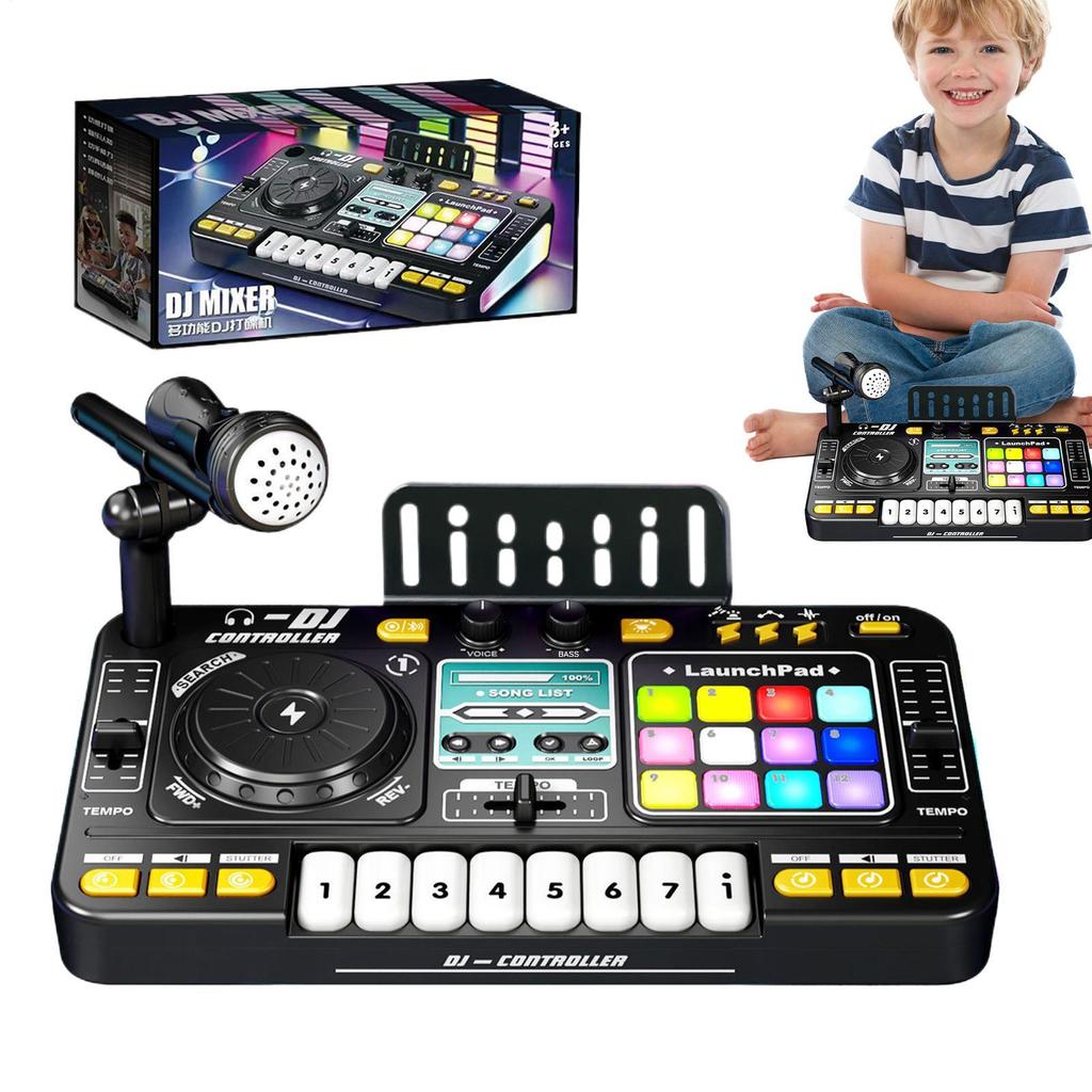 Kid DJ Mixer With Microphone Multifunctional Electronic Piano Keyboard BluetoothDJ Turntable