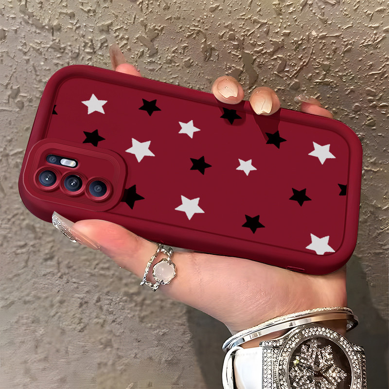 Casing Hp untuk OPPO Reno 6 4G Reno 6 5G Case Bintang hitam dan putih Bintang Softcase Kesing Cesing