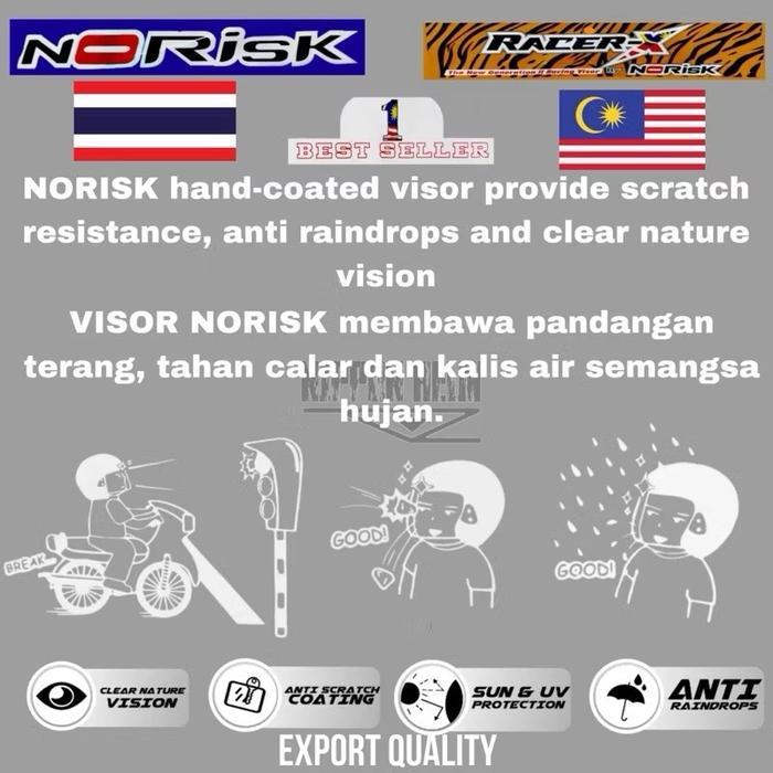 VRC KACA HELM VRC NORISK & RACHER X ALL VARIAN VISOR HELM EXPORT QUALITY REVO BLUE RED SILVER SMOKE